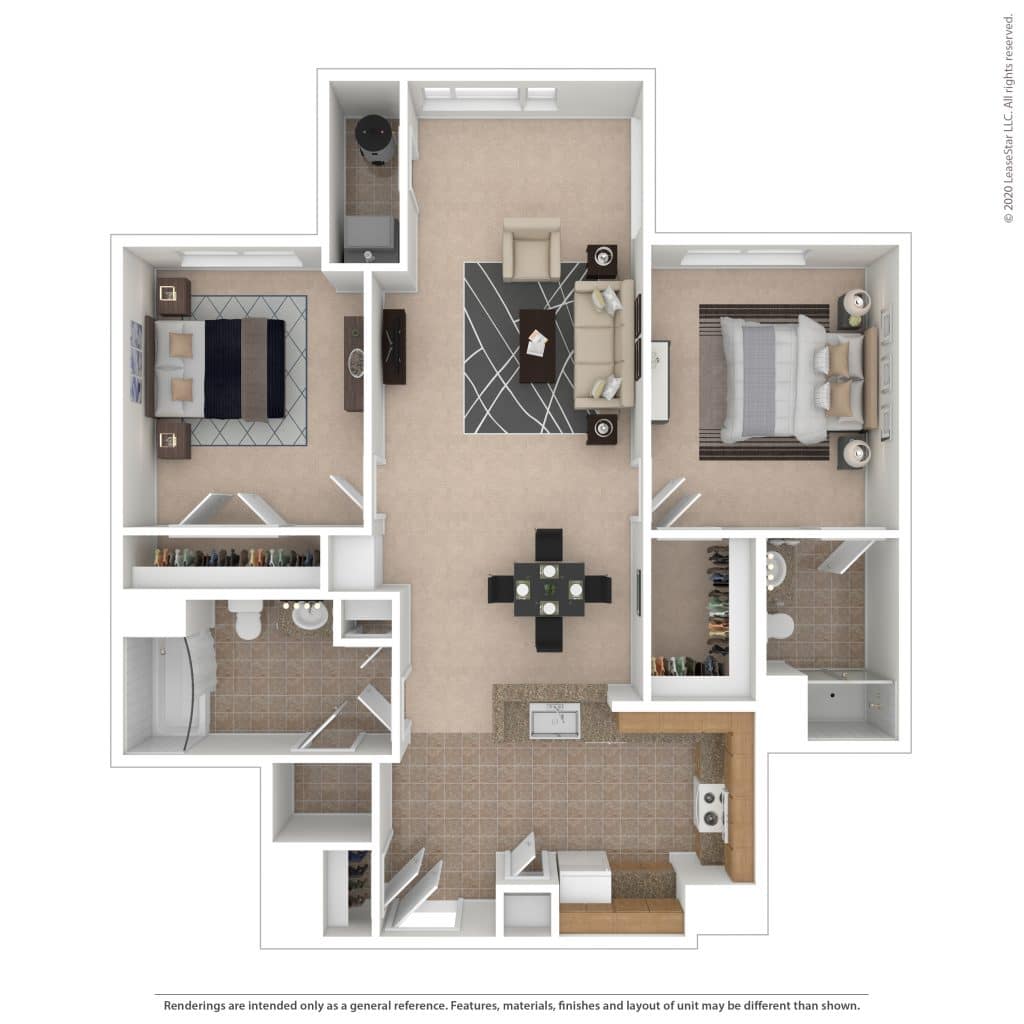 Maple 2 Bedroom | 2 Bath 1018 sq ft - $ Call For Pricing